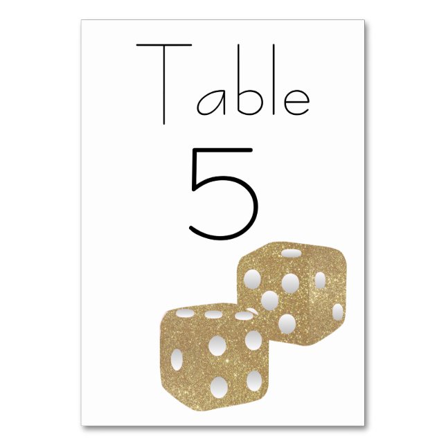 Numeração De Mesa Dados com Brilho Dourado (Frente)