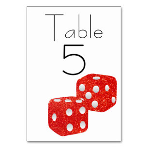 Numeração De Mesa Dados de Brilho Vermelhos