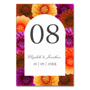 Numeração De Mesa Dahlia Autumn Floral Wedding