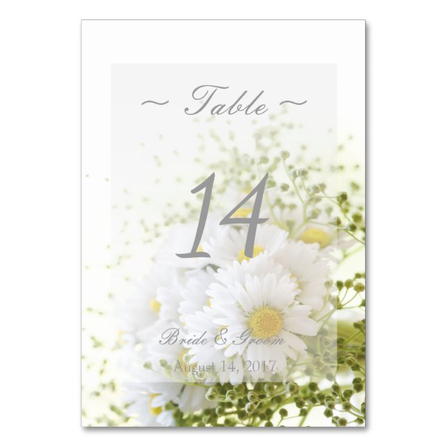 Numeração De Mesa Daisies in Love- Floral Wedding Table Number (Frente)