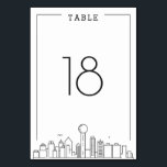 Numeração De Mesa Dallas Wedding | Número do quadro<br><div class="desc">Uma tabela de casamento única para um casamento acontecendo na bela cidade de Dallas. Ele apresenta um número de tabela simplificado descendo sobre uma versão estilizada do horizonte único da famosa cidade. Este item faz parte de uma coleção de várias peças maior com itens adaptados a antes, ao dia e...</div>