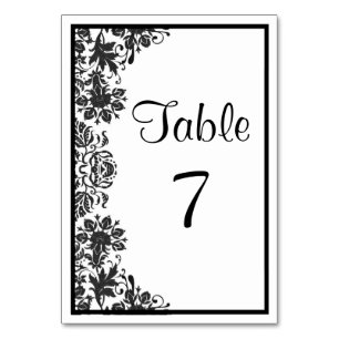 Numeração De Mesa Damasco Floral Negro e Branco   Casamento Personal