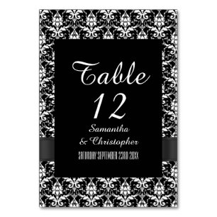 Numeração De Mesa Damasco gótico preto e branco