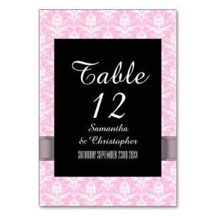 Numeração De Mesa Damasco rosa e branco