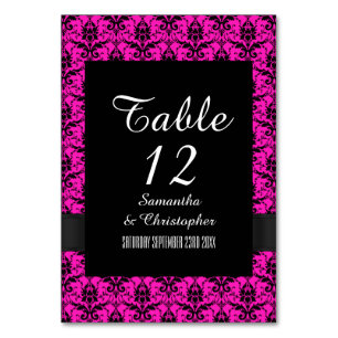 Numeração De Mesa Damasco rosa e preto