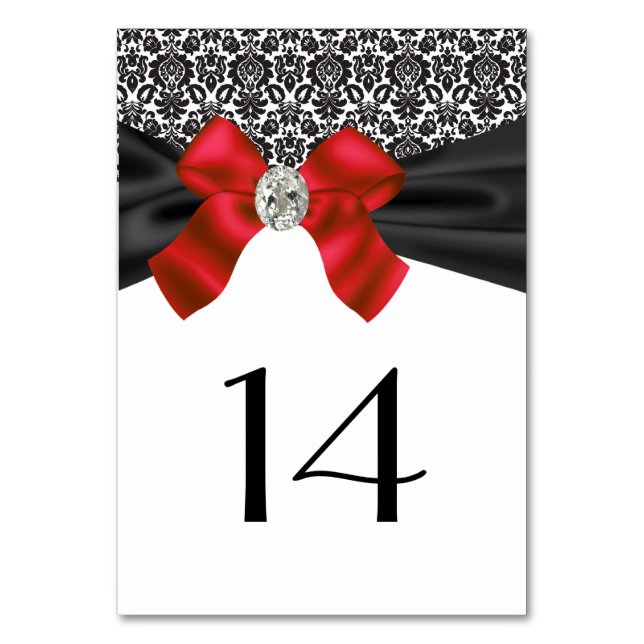 Numeração De Mesa Damasco Vermelho e Preto (Frente)