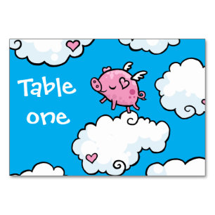 Numeração De Mesa Danças de Porcos Voadores em Nuvens Personalizávei