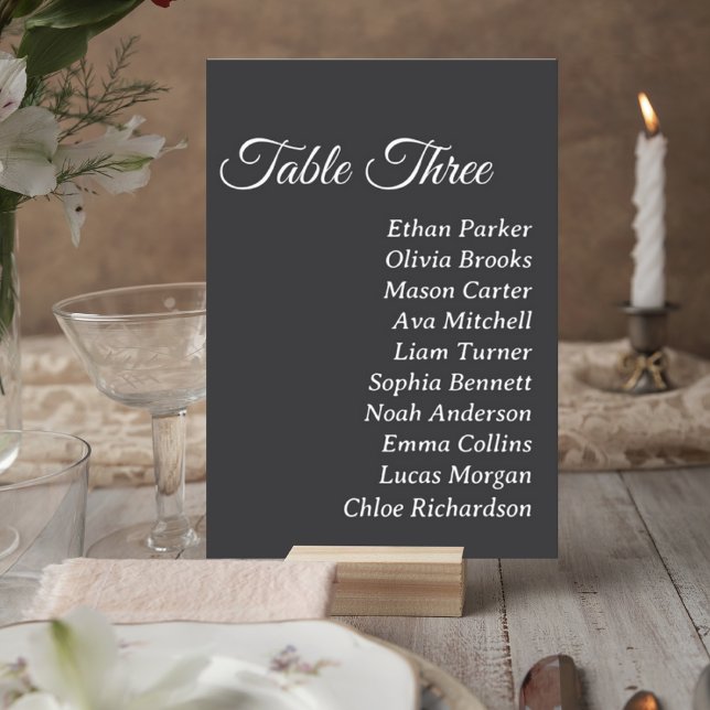 Numeração De Mesa Dark Gray Wedding Table Number Card (Criador carregado)
