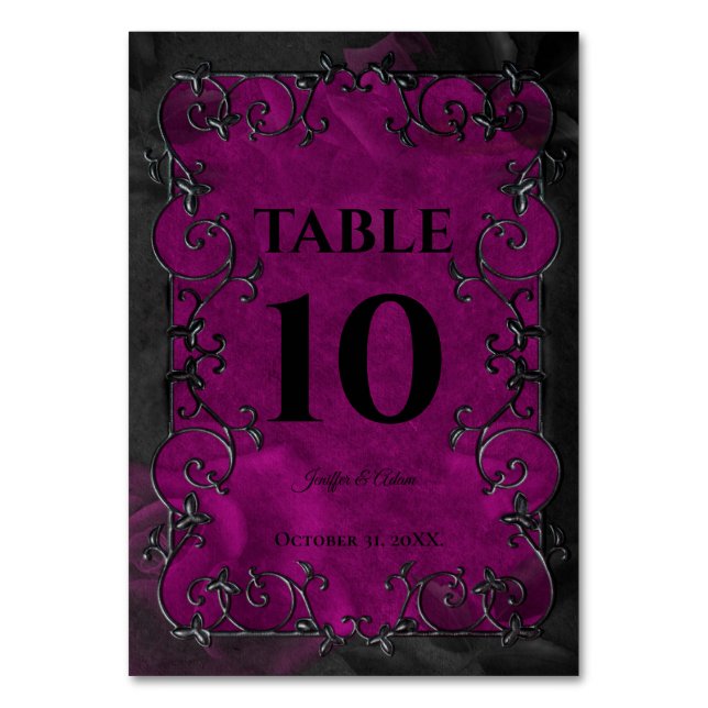 Numeração De Mesa Dark Purple Gothic Halloween Wedding (Frente)