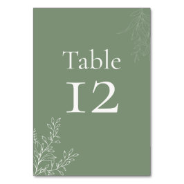 Numeração De Mesa Dark Sage Green Botanical Table Number