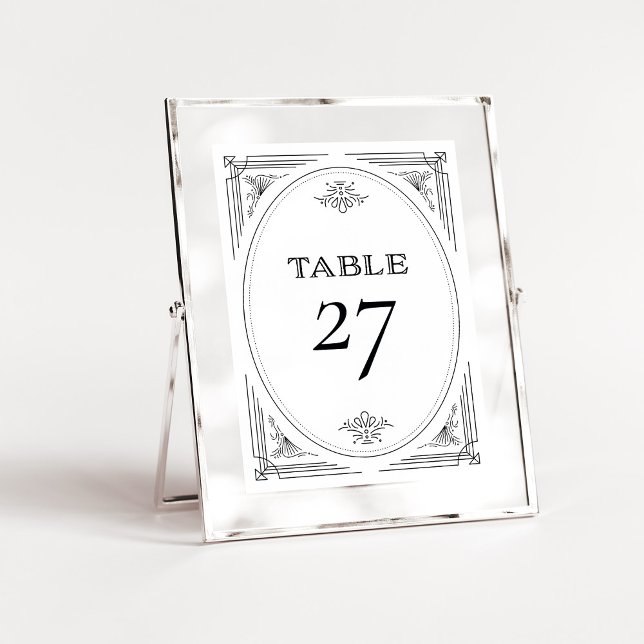 Numeração De Mesa Deco Moderno | Casamento negro e branco legante (An elegant, art deco style wedding table number in black and white)