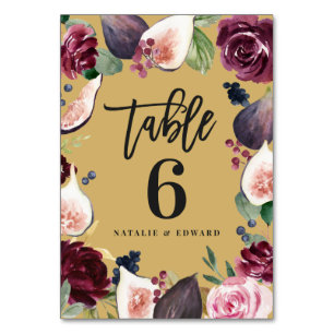 Numeração De Mesa Decoração floral rosa, borgonha e figo para o dia