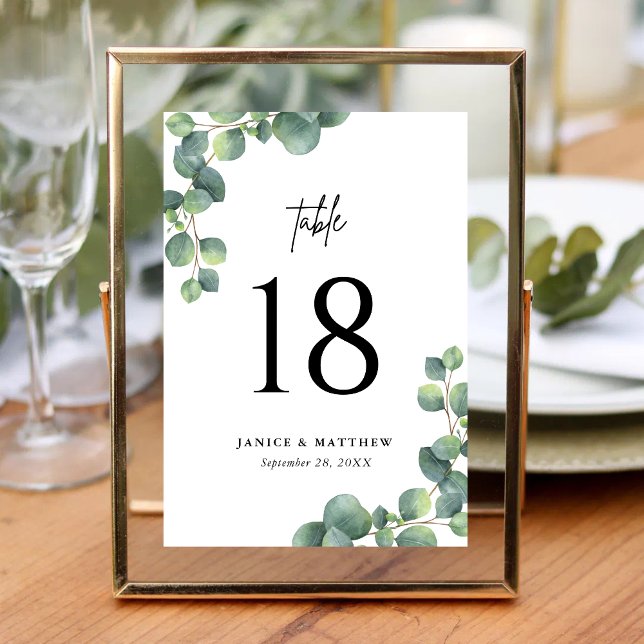 Numeração De Mesa Decoração Rústica de Noiva com Eucalipto Botânico (Rustic eucalyptus greenery table numbers add natural charm and guide guests effortlessly.)