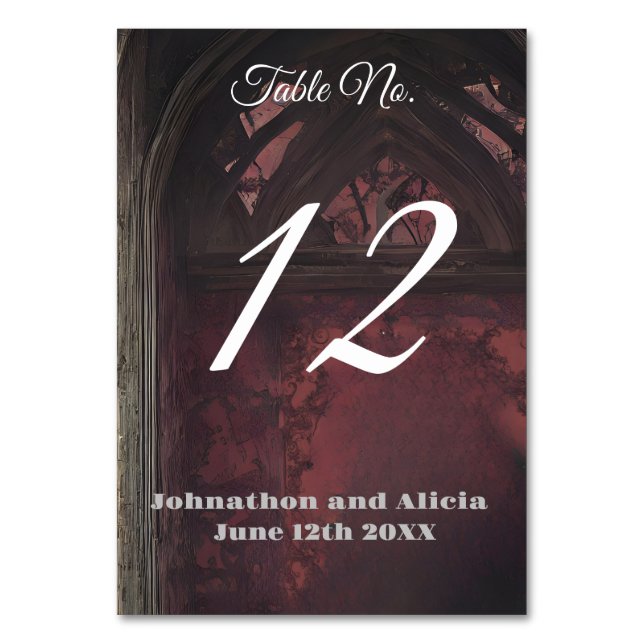 Numeração De Mesa decorações de mesa de casamento estilo gótico Escu (Frente)