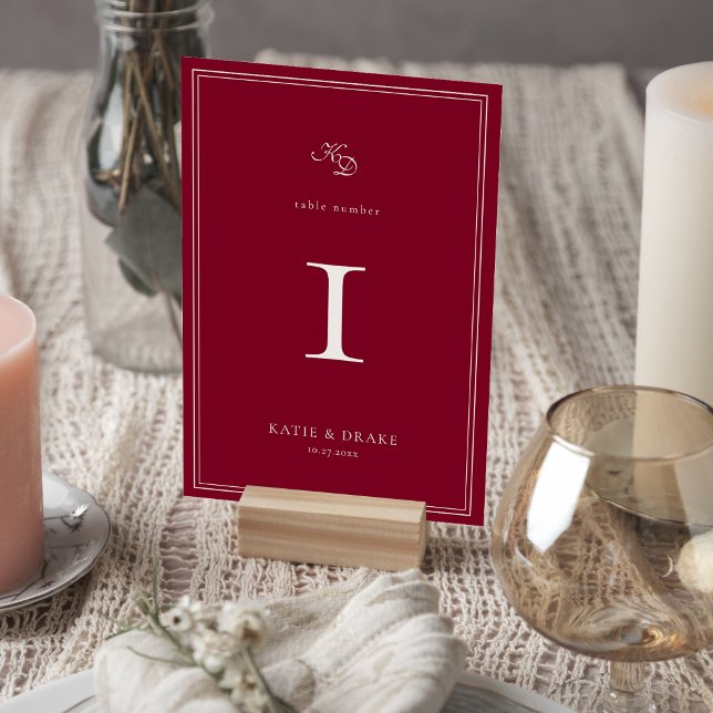 Numeração De Mesa Deep Burgundy Script Wedding (Criador carregado)