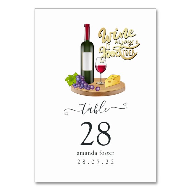 Numeração De Mesa Degustação de vinho de garota francesa (Frente)