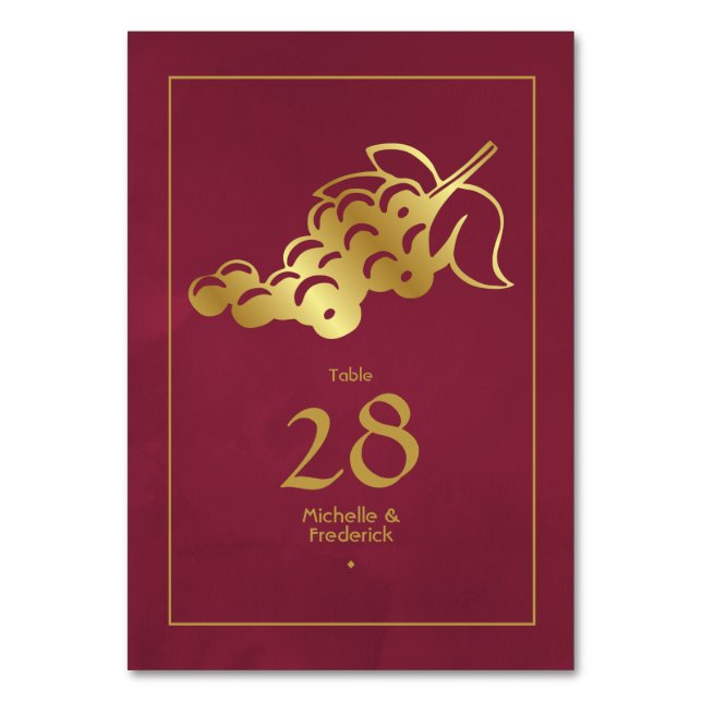 Numeração De Mesa Degustação de Vinhos Marsala e Ouro (Frente)
