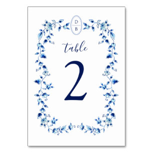 Numeração De Mesa Delft Azul e Branco Monograma