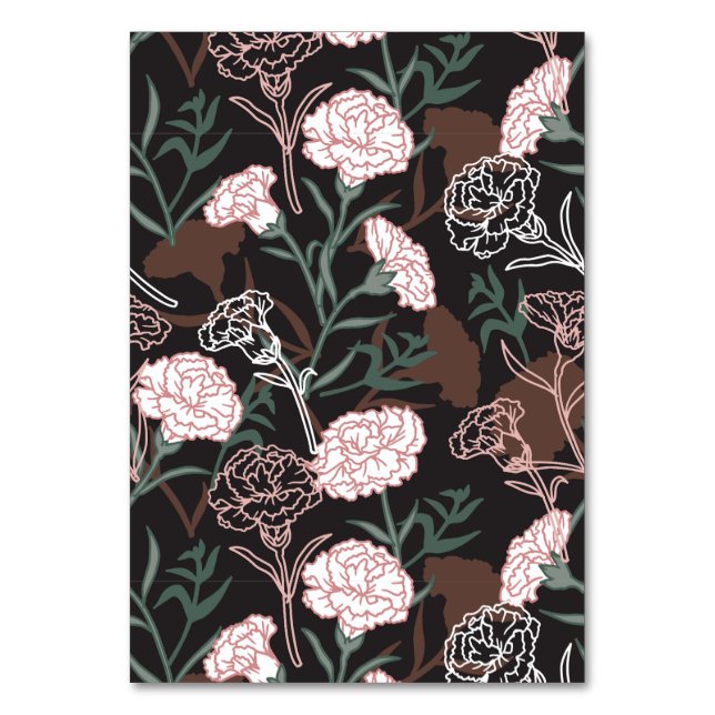 Numeração De Mesa Delicar Cravos Rosa com Folhas Verdes Florais (Frente)