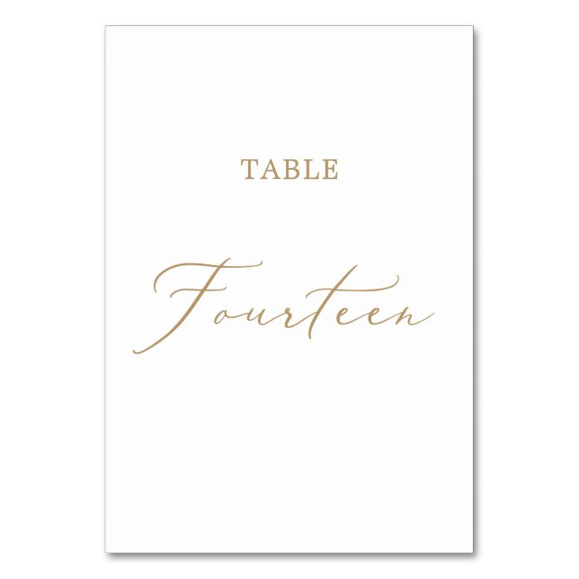 Numeração De Mesa Delicar Mesa de Caligrafia Dourada Catorze (Frente)