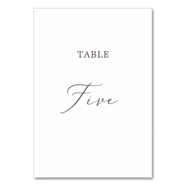 Numeração De Mesa Delicar Número de Tabela de Caligrafia de Taupe (Frente)