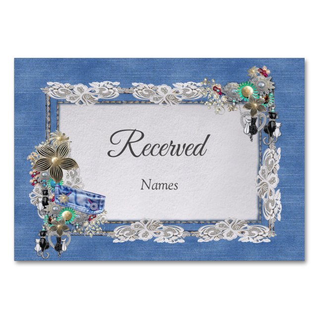 Numeração De Mesa Denim Textuturado Lace e Costume Jewelry (Frente)