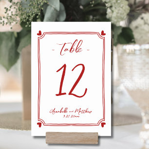 Numeração De Mesa Desenho à Mão Caprichoso Casamento Vermelho