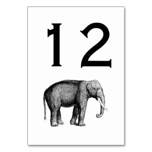 Numeração De Mesa Desenho de Elefante Vintage