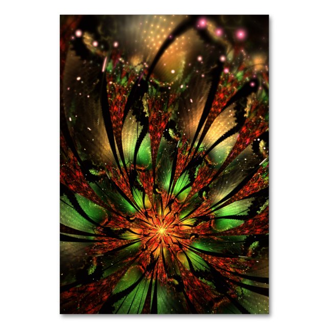 Numeração De Mesa Desenho de flor fractal abstrata.  (Frente)