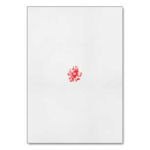 Numeração De Mesa desenho de uma flor vermelha sobre fundo branco