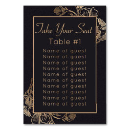 Numeração De Mesa Desenho Floral Metálico Falso Casamento