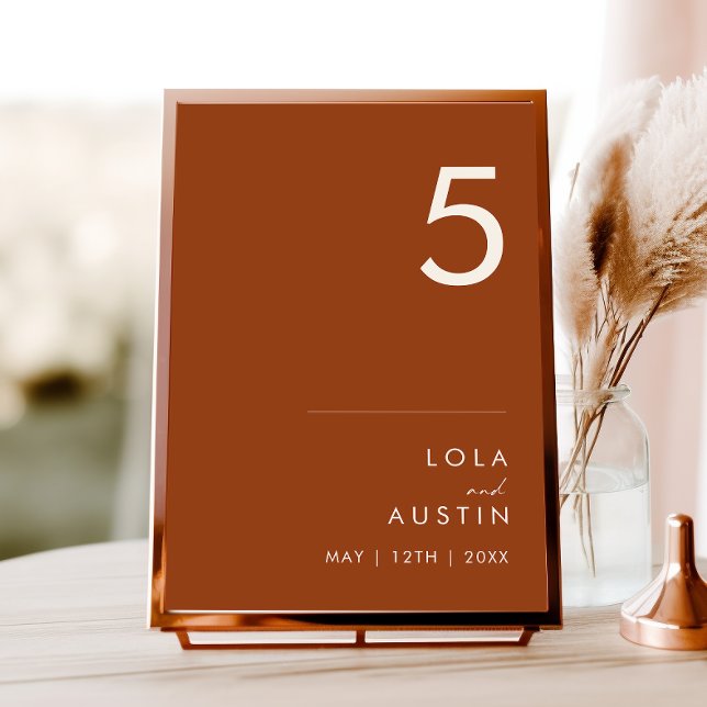 Numeração De Mesa Deserto Simples | Número do quadro Terracotta (Criador carregado)