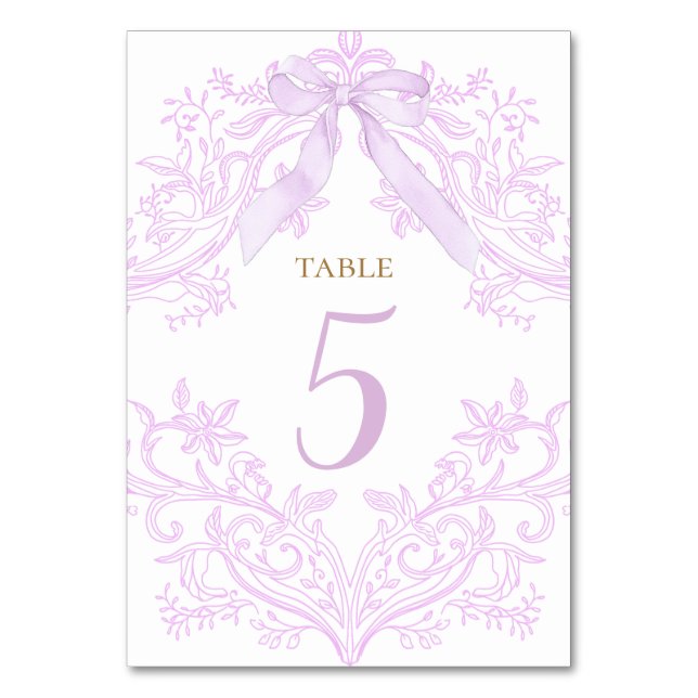 Numeração De Mesa design de número de mesa em lilás roxo aquarela (Frente)