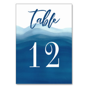Numeração De Mesa Design de Onda Azul  Placa de Mesa