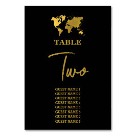 Numeração De Mesa Destination Wedding World Passport Black Gold