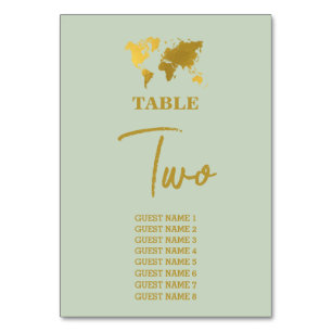 Numeração De Mesa Destino Casamento do World Passport Sage Green Dou
