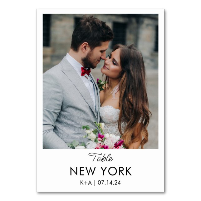 Numeração De Mesa Destino de Viagem de Casamento Foto & Nome (Frente)