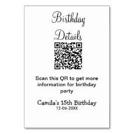 Numeração De Mesa detalhes do aniversário de 15 anos do QR scan mode