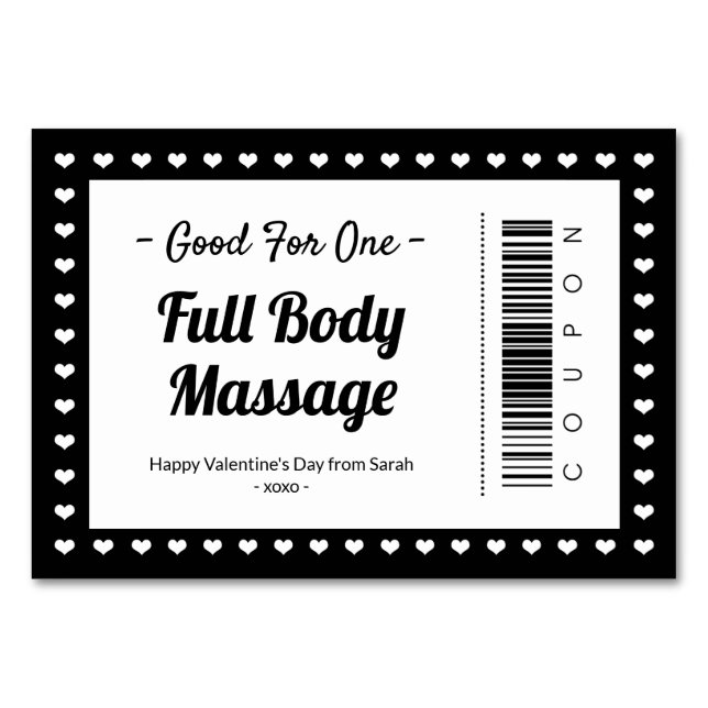 Numeração De Mesa Dia de os namorados Massage Love Coupon Casal Gift (Frente)