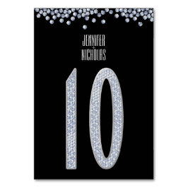 Numeração De Mesa Diamond Glitter Recepção de casamento Número Dez