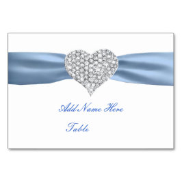Numeração De Mesa Diamond Heart Blue Mesa Place Card