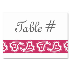Numeração De Mesa Doces Corações de Paisley na Placa de Mesa de Fram
