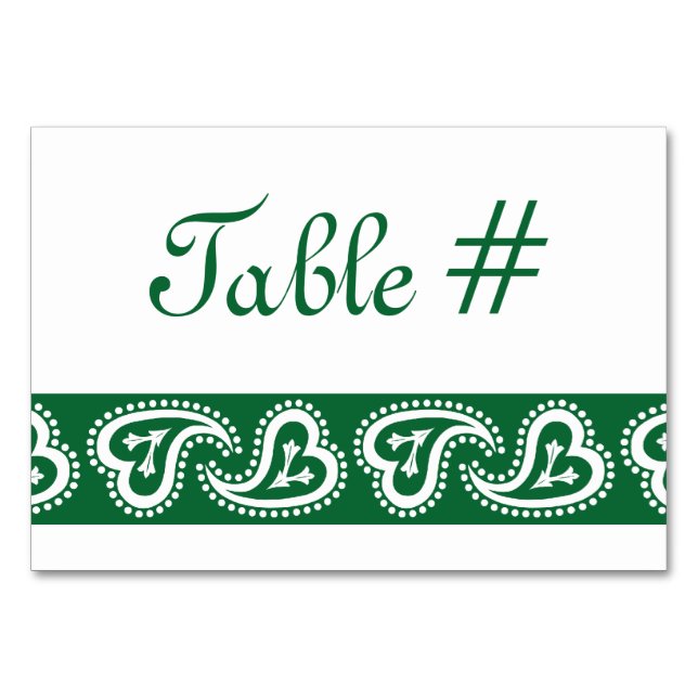 Numeração De Mesa Doces Corações de Paisley na Placa de Mesa Verde (Frente)