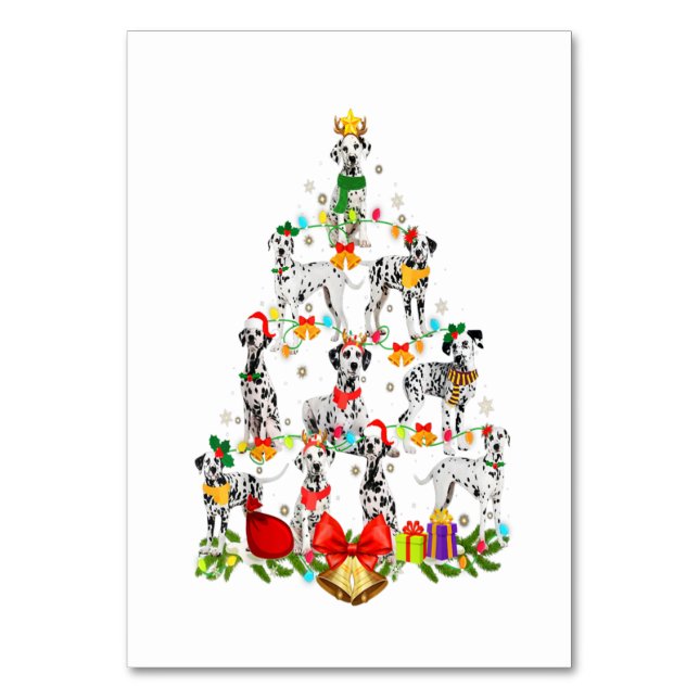 Numeração De Mesa Dog Lover Dalmatian Tree Christmas Light (Frente)