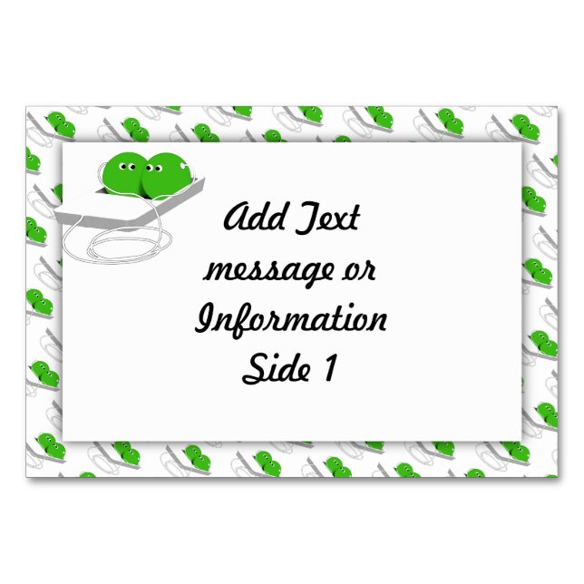 Numeração De Mesa Dois Ervilhas Em Um Pod (Adicionar Seu Texto) (Frente)