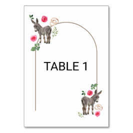 Numeração De Mesa Donkey Pink Floral Wedding Table Number Card
