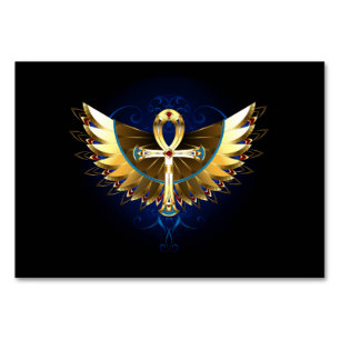 Numeração De Mesa Dourada Ankh com Asas