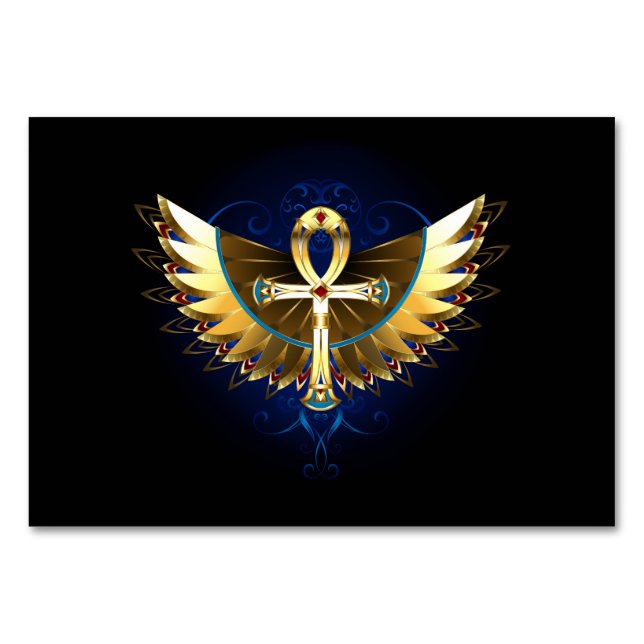 Numeração De Mesa Dourada Ankh com Asas (Frente)