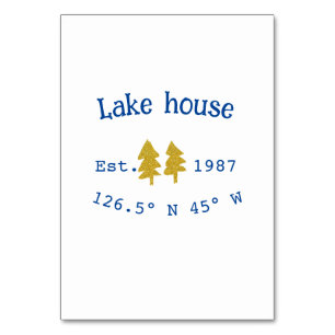 Numeração De Mesa Dourada árvore azul lake house adiciona coordenada
