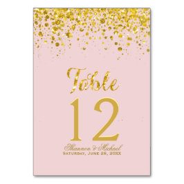 Numeração De Mesa Dourada Confetti | Placa de Mesa rosa do pasto